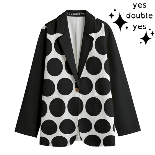 Giant Polkadot Black and White Womens Clown Coat! Maximalist clowncore blazer in cotton can