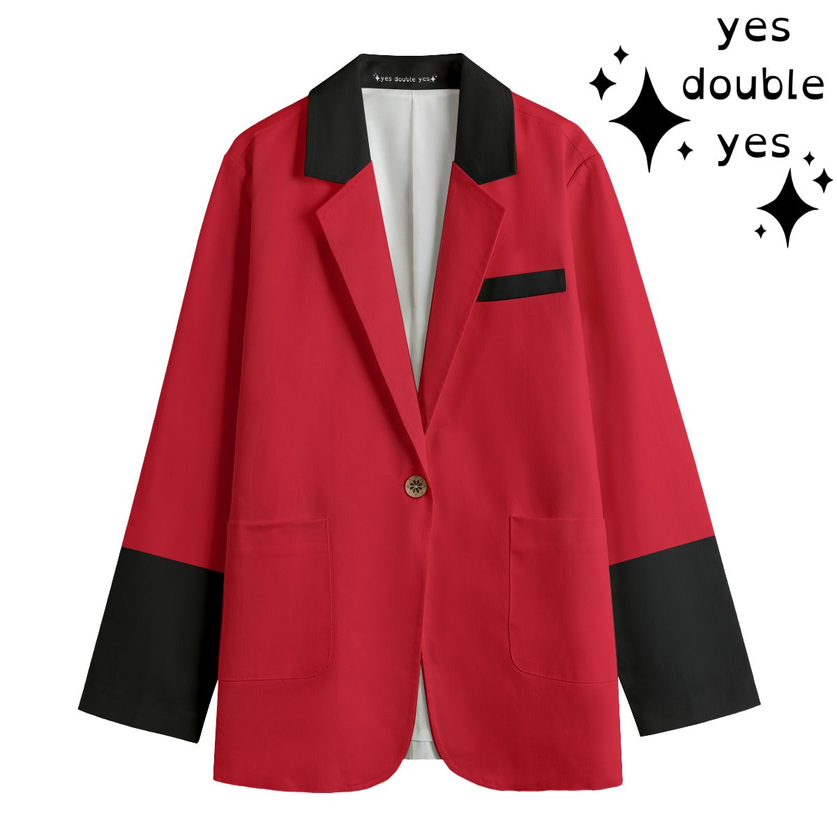 Women's Red Cotton Ringmaster Blazer Sport Coat Clown Jacket Circuscore Simple Black Cuffs and Collar