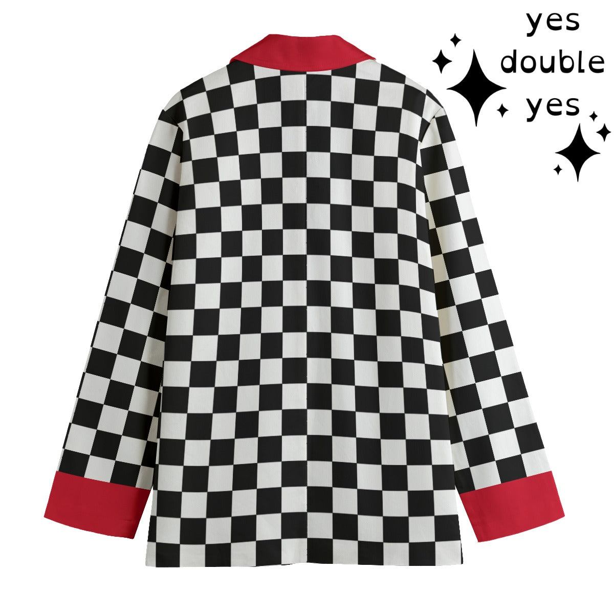 Womens' Checkered Red Blazer Clowncore Maximalist Unmissable! Cotton Sport Coat Clown Jacket Check all-over Can be unisex too