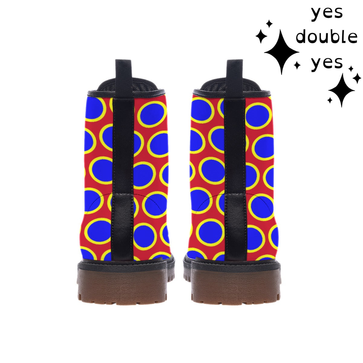 Clown Dot Stompers! Kidcore Circuscore Primary Colors Happy Boots Red Yellow & Royal Blue Unisex