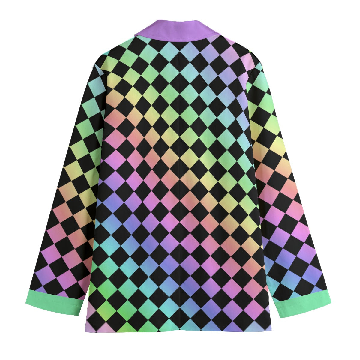 Harlequin Rainbow Sorbet Ladies Blazer! Womens Pastel Checker Clowncore Professional Clown Coat