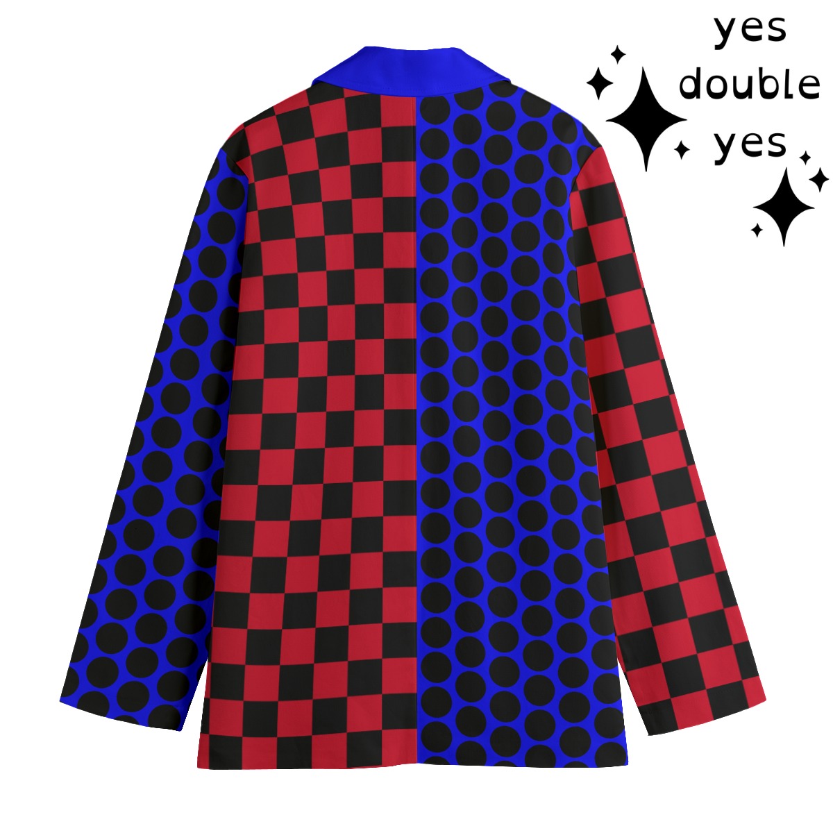 Clown Coatnundrum Dots Checks Jacket Clowncore Red Blazer Blue Jacket Block Colors Funny Primary Color Block Formal Sport Coat COTTON CANVAS