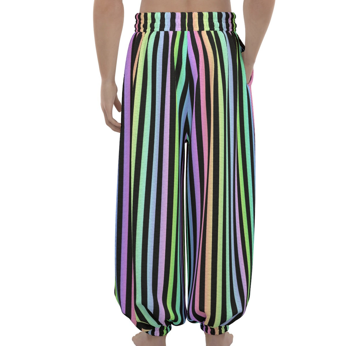 Softie Rainbow Stripe Clown Pants | Maximalist Clowncore Loungewear PJs Waffle Knit Cozy Sleep